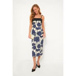HYACINTH HOUSE Navy & Cream Floral Cecily Midi Dress Size XXS NWT